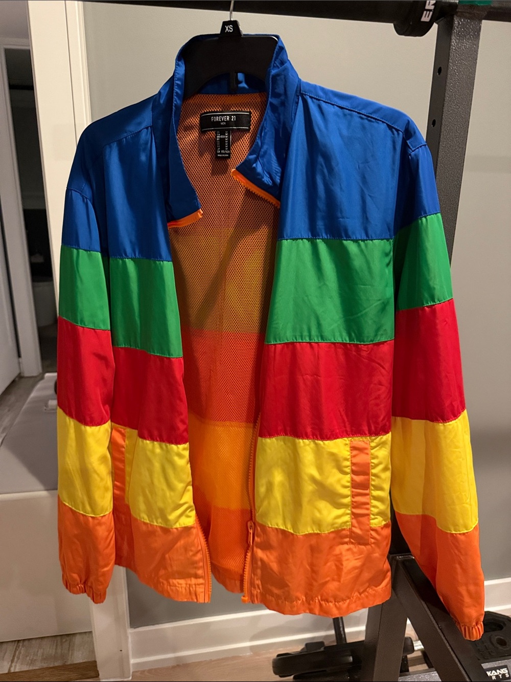 Forever 21 Men's Colorblock Rainbow Windbreaker Jacket